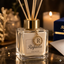 Aromatizador de Ambientes de Luxo com Monograma Personalizado e Pingente Dourado - Coleção Signature