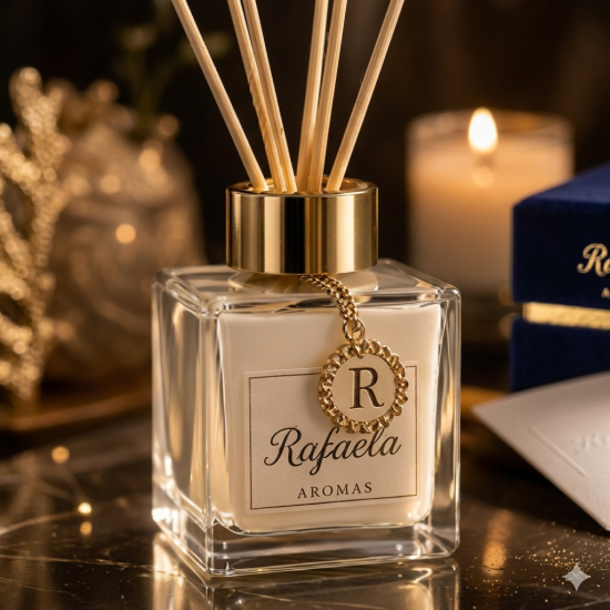 Aromatizador de Ambientes de Luxo com Monograma Personalizado e Pingente Dourado - Coleção Signature